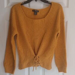 Say What? Mustard Lace-Up Sweater